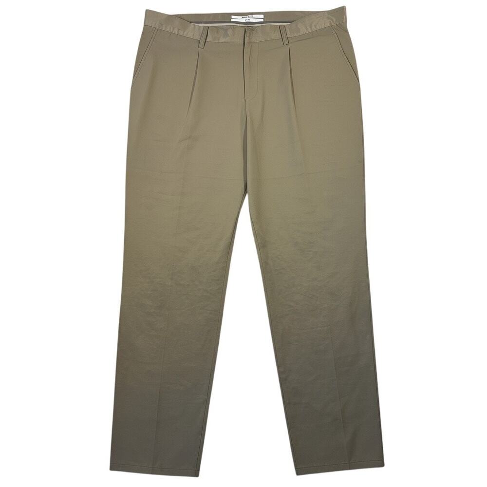 Robert Geller Chino Pants Mens Actual 38x29.5 Tan Pleated Tapered Cotton Blend
